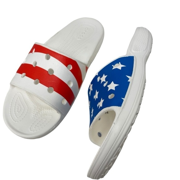 Crocs Mens Size 8 Women’s 10 American Flag Slides sandals Patriotic main image 6